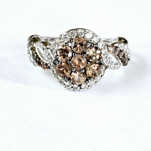 Genuine Brown Andalusite & Zircon 💍 Platinum over Sterling Silver. Sz 5! NEW - Picture 3 of 12